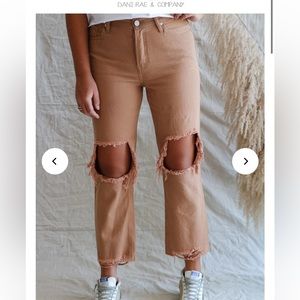 KanCan Caramel Denim Wide Leg Cropped